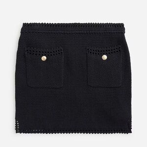 J. Crew Sweater mini skirt with crochet trim, black, size M